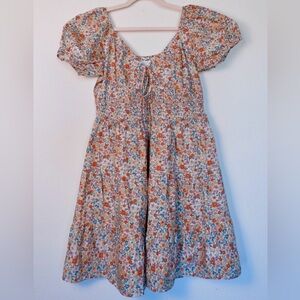 Arula Floral 100% Cotton Poplin Babydoll Mini Dress